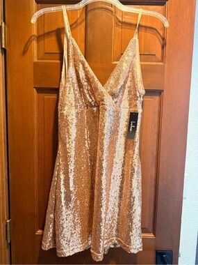 Lulu's Rose Gold Sequin Mini Dress